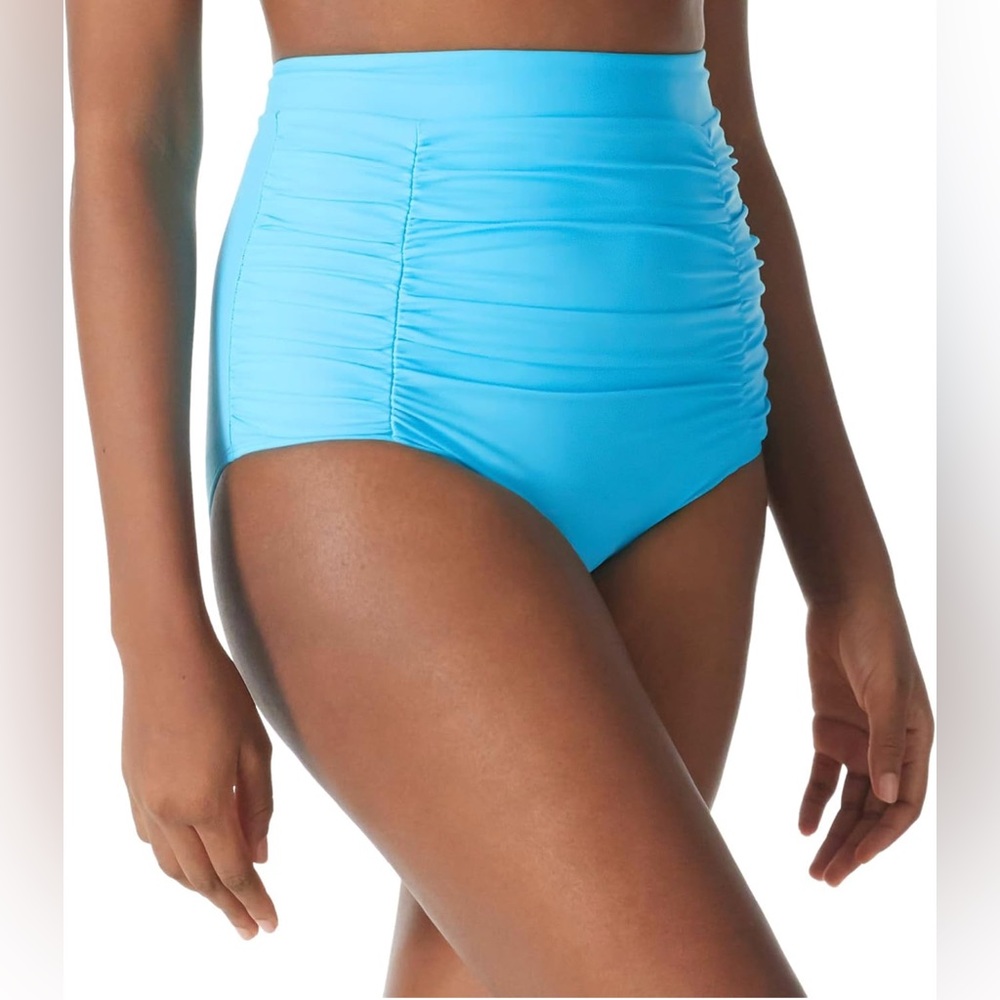 RELLECIGA High Waisted Bikini Bottom Tummy Control Ruched FullCoverageSwimBottom